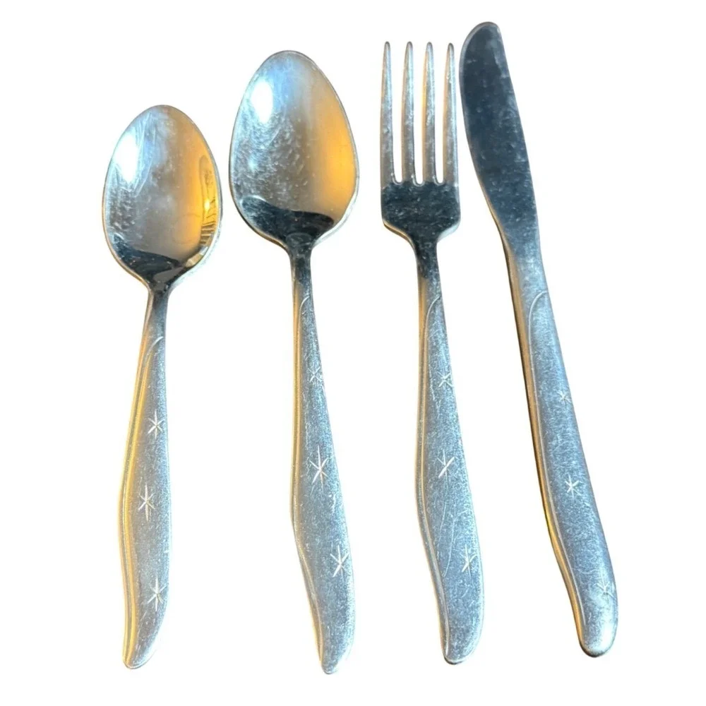 Lot of 4 Mar-Crest Starburst Stainless Steel Flatware 7